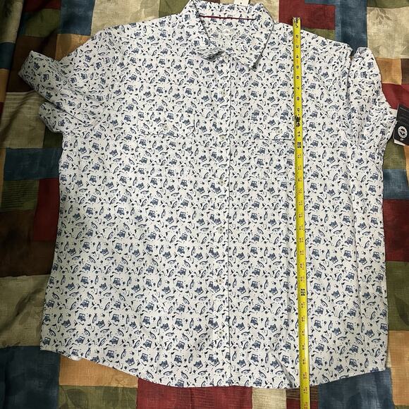 Flag & Anthem Mens Shirt Size XXL Stitch Fit Print Golf Button Down Short Sleeve - Picture 8 of 10